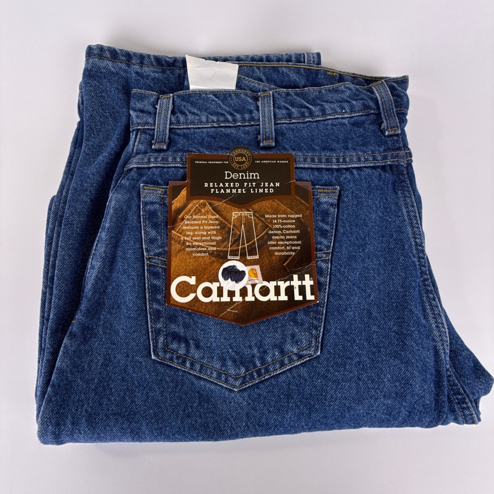 Carhartt Relaxed Fit Flannel Lined Denim Jeans Mens B21 DST 40x32 NWT NOS
